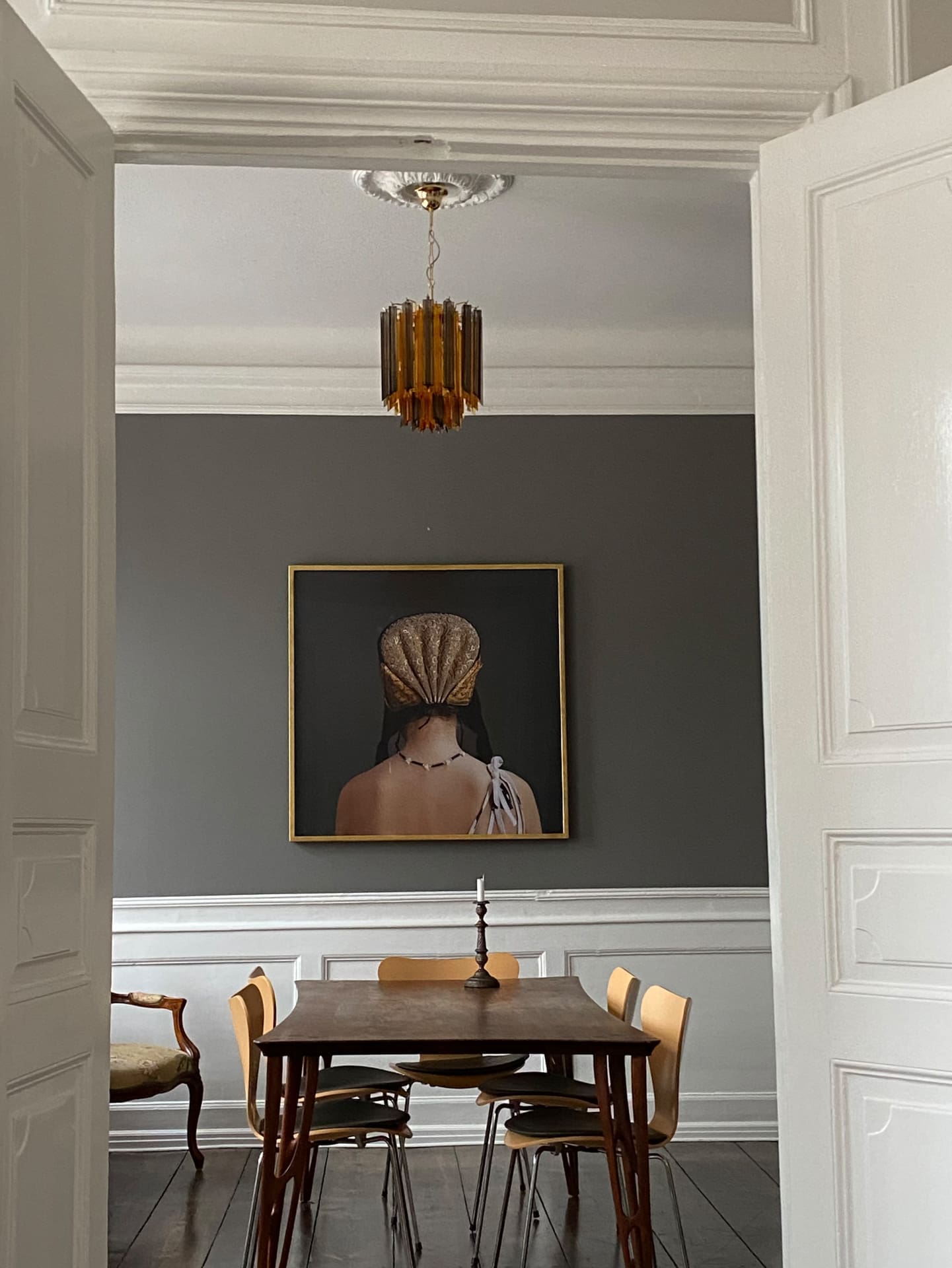 Murano Chandelier – 47 prisms – Amber/Smoked