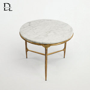 Hand-forged Marble Round Side Table 3 Table Leg 24"D - Oasislives