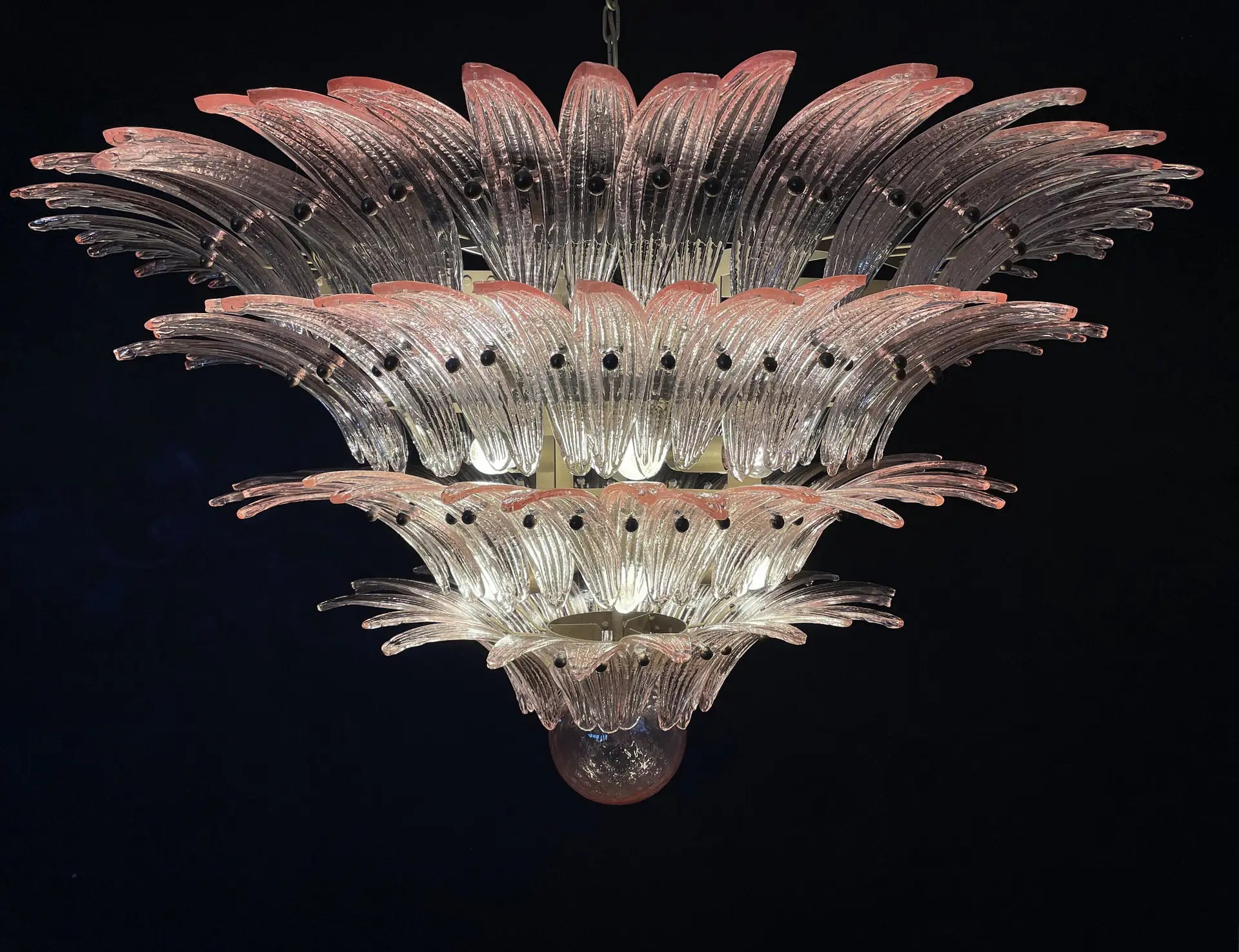 Murano Chandelier 163 Pink Palmette Glass