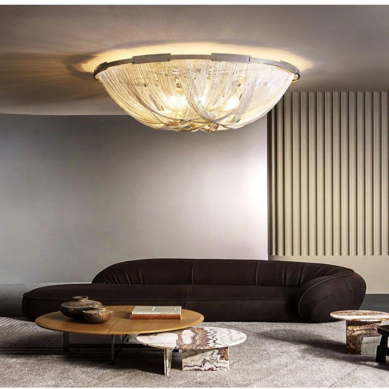 Pensy Luxury Aluminum Chain Tassel Flushmount - Oasislives