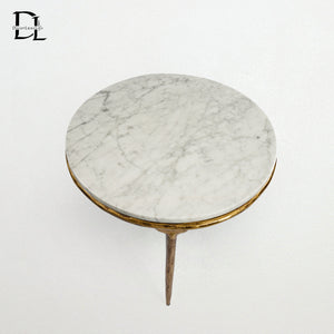 Hand-forged Marble Round Side Table 3 Table Leg 24"D - Oasislives