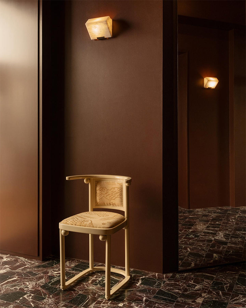 1-light Cone Nature Marble Stone Wall Sconces Brushed Bronze 6"in