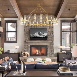 Farmhouse Wagon Wheel Chandelier 60" 70" - Fast Delivery-1-Luxehomezone