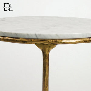Hand-forged Marble Round Side Table 3 Table Leg 24"D - Oasislives