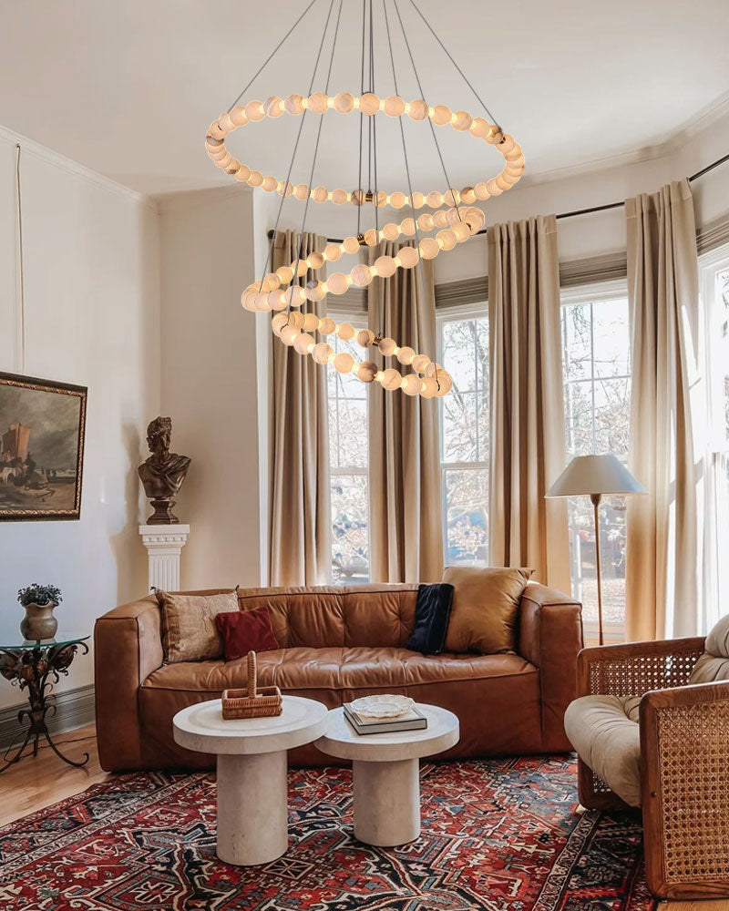 Modern Pearl Alabaster Necklace Circle Triple Chandelier with Dia 60+8 ...