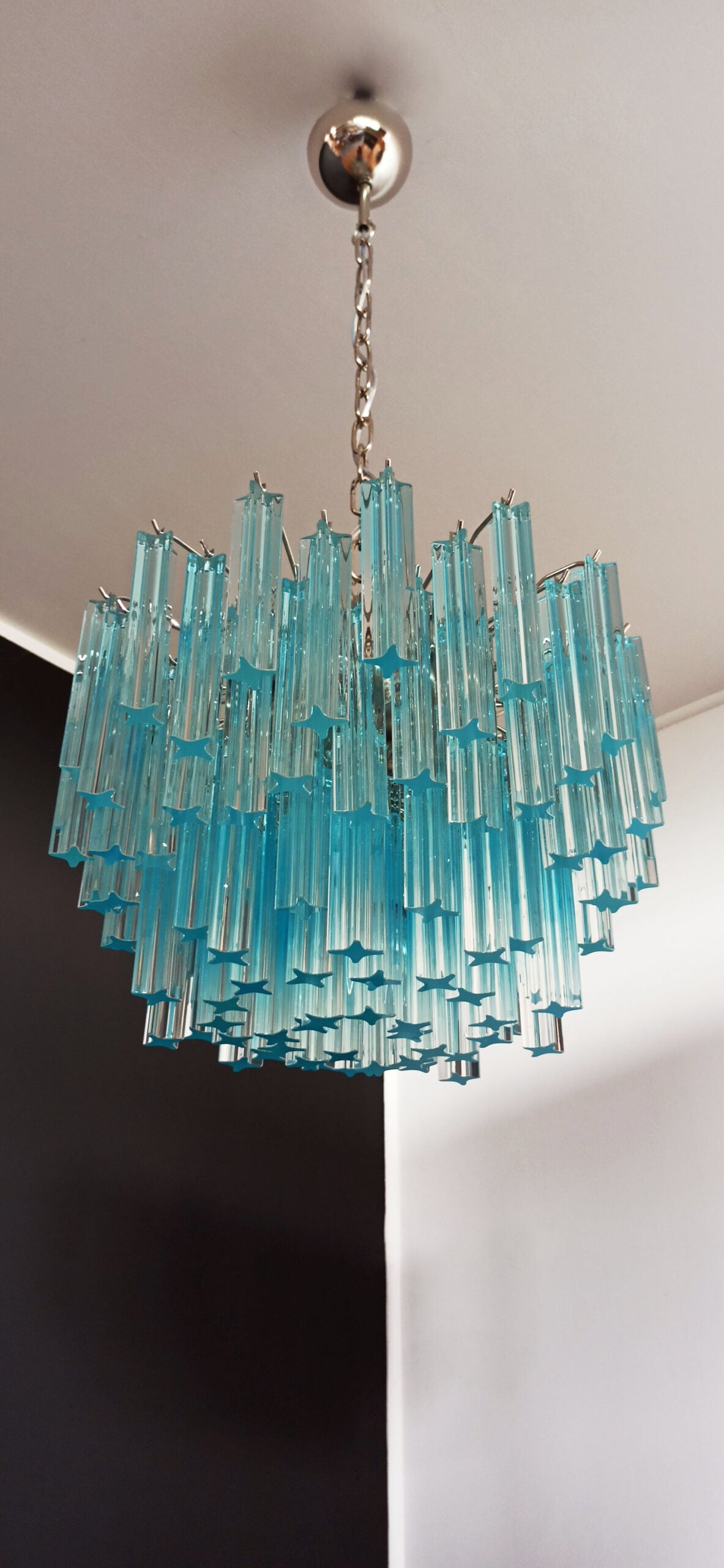 Murano Chandelier 107 Blue Prism Glass