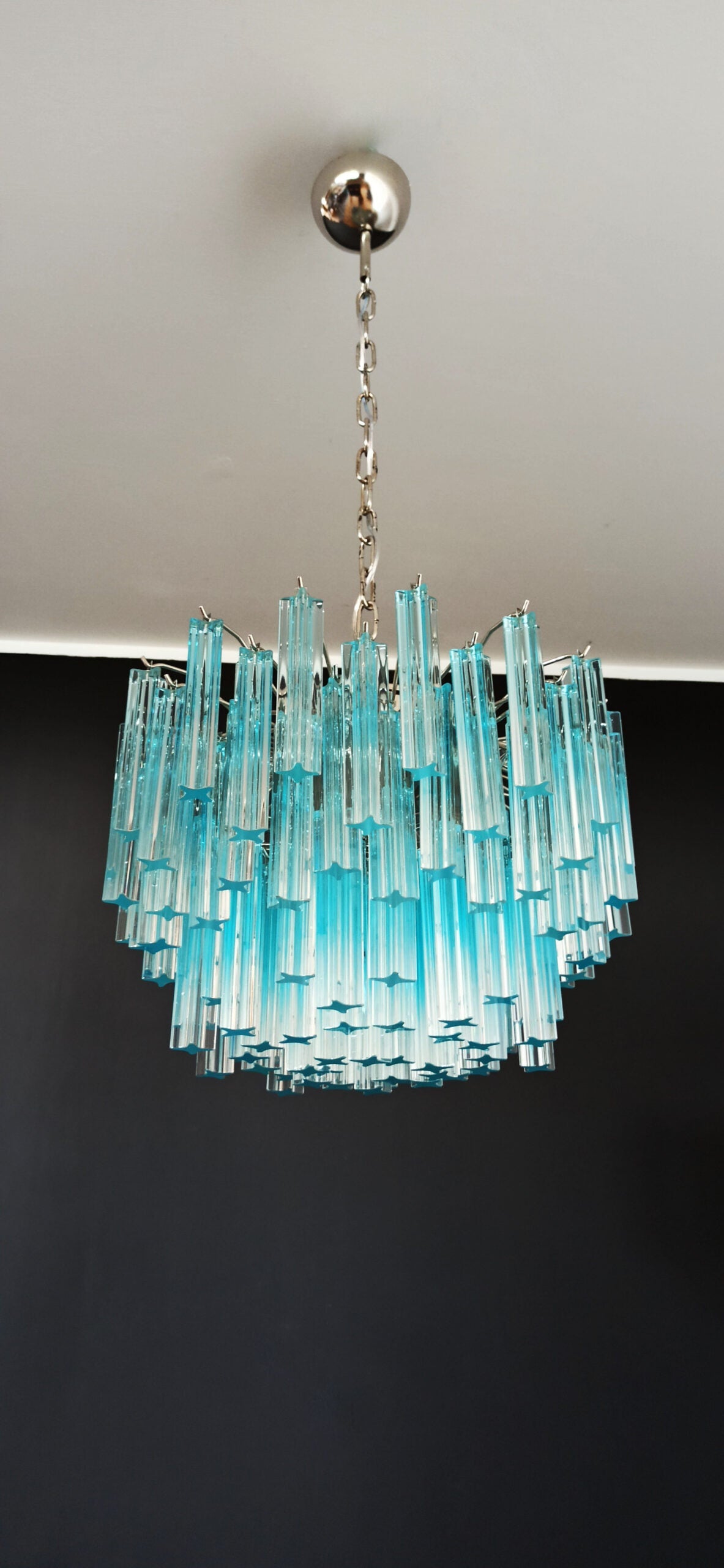 Murano Chandelier 107 Blue Prism Glass
