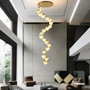 Alabaster High Ceiling Chandelier, Modern Staircase Chandeliers - Fast Delivery-1-Luxehomezone