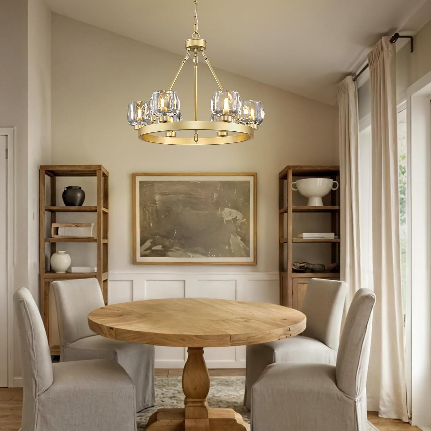 Modern Crystal Farmhouse Wagon Wheel Chandeliers for Dining Room