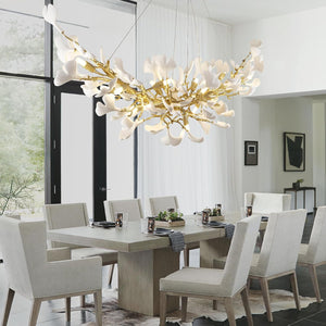Rectangle Ceramic Ginkgo Leaf Chandelier 55" - Fast Delivery-1-Luxehomezone
