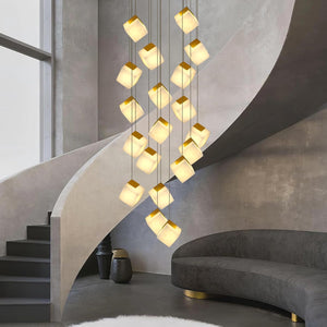 Alabaster High Ceiling Chandelier, Modern Staircase Chandeliers - Fast Delivery-1-Luxehomezone
