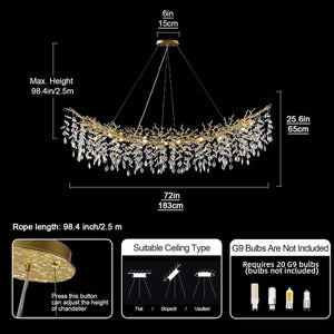 Modern Silver Crystal Glass Tree Branchs Chandelier 55" 72" - Fast Delivery-1-Luxehomezone