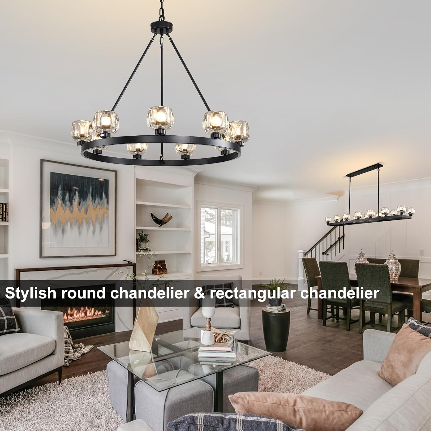 Modern Crystal Farmhouse Wagon Wheel Chandeliers for Dining Room