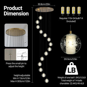 Large LED Pendant Chandeliers with Crystal Bubble Ball - Fast Delivery-1-Luxehomezone
