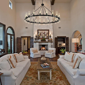 Farmhouse Wagon Wheel Chandelier 60" 70" - Fast Delivery-1-Luxehomezone