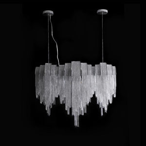 Pensy Luxury Hardware Aluminum Chain Tassel Long Branch Chandelier W35" - Oasislives