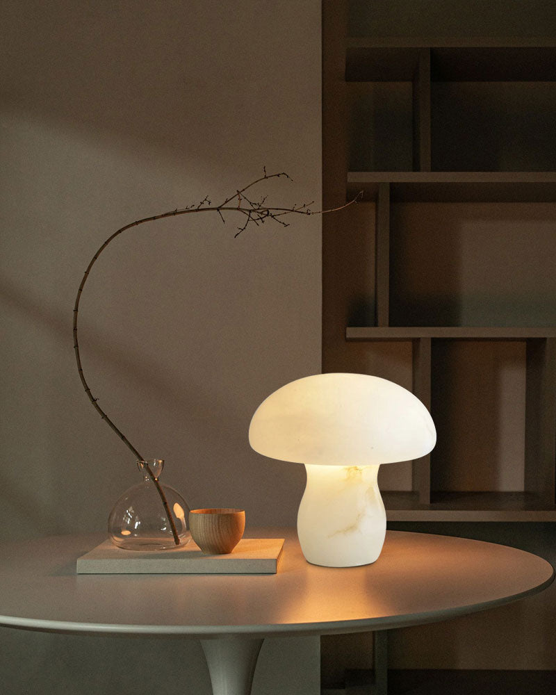 Modern Cosy White Marble Mushroom Shaped table lamp for bedroom