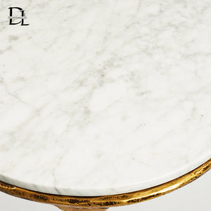 Hand-forged Marble Round Side Table 3 Table Leg 24"D - Oasislives