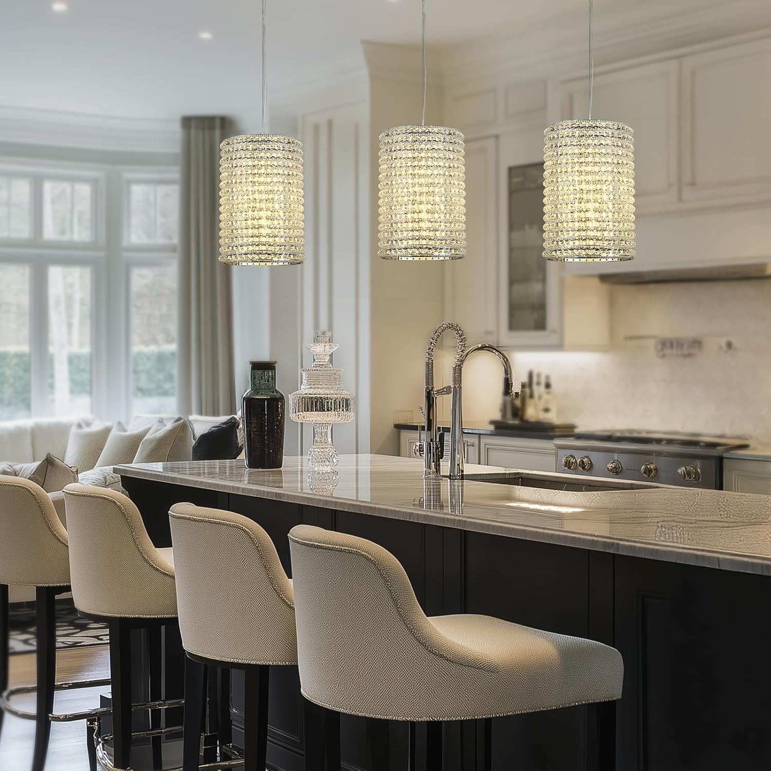 Smoke Grey Crystal Pendant Lights - Fast Delivery-1-Luxehomezone