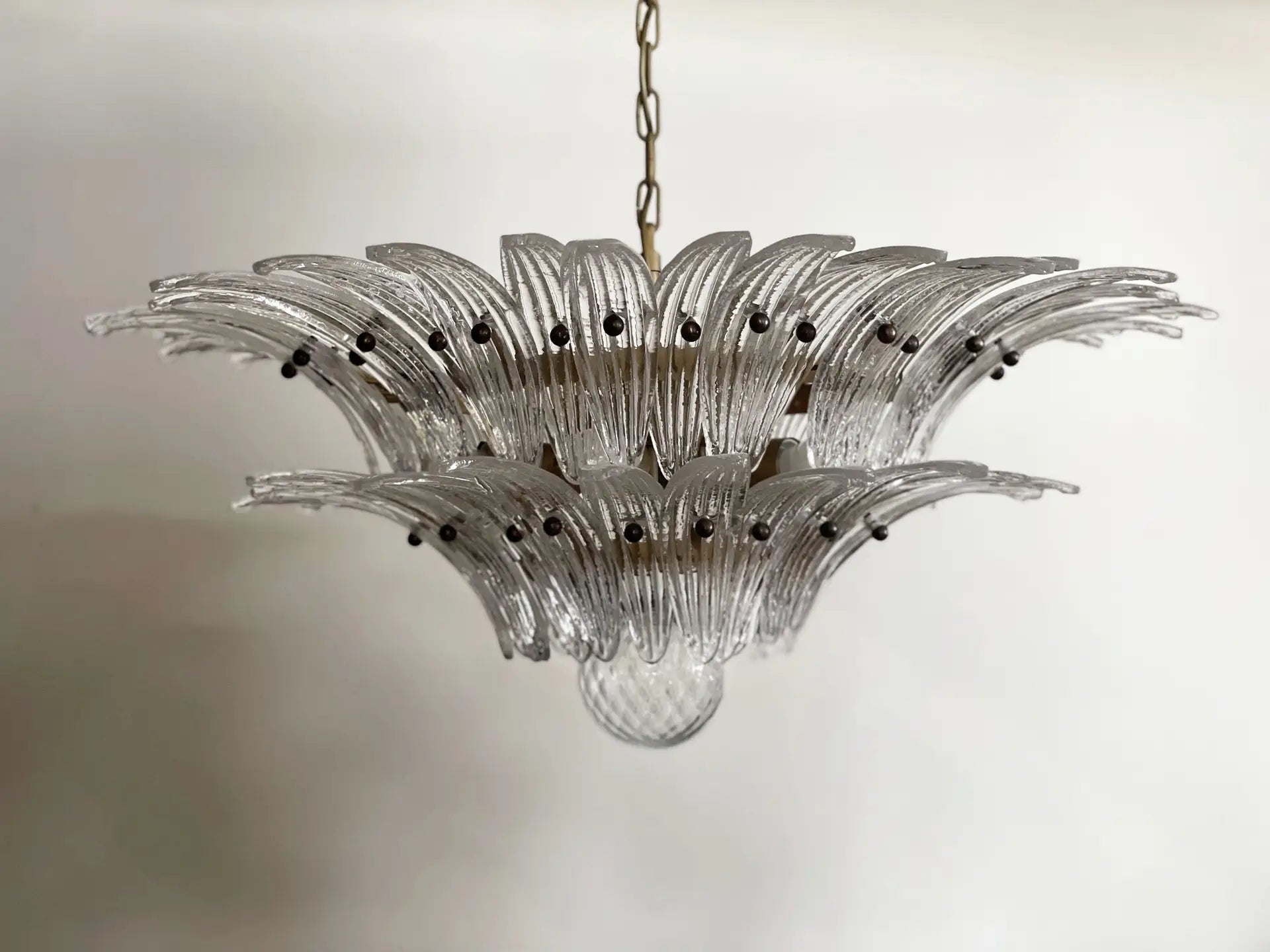 Murano Chandelier 58 Clear Palmette Glass