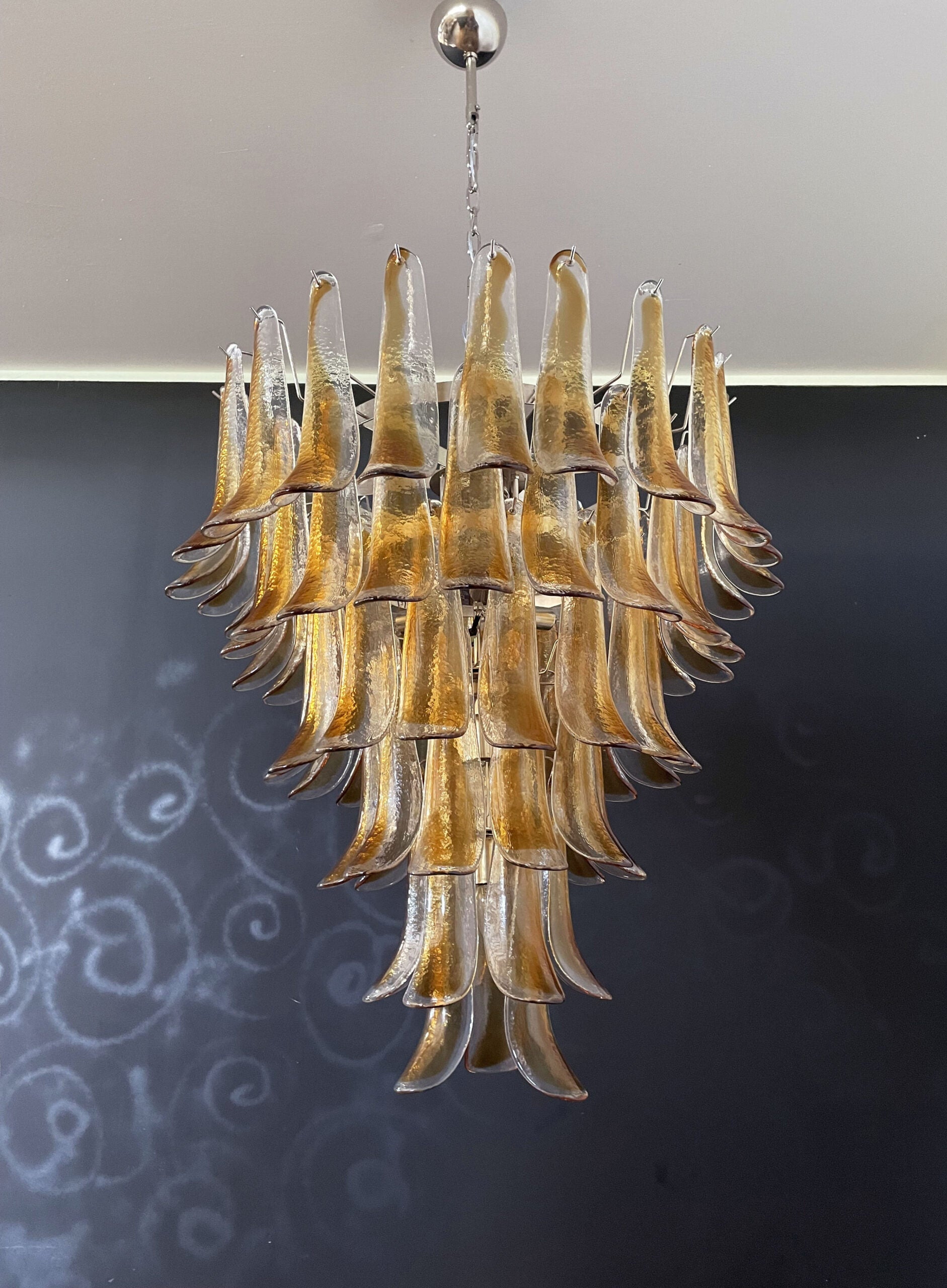 Murano Chandelier 75 Yellow Petal Glass