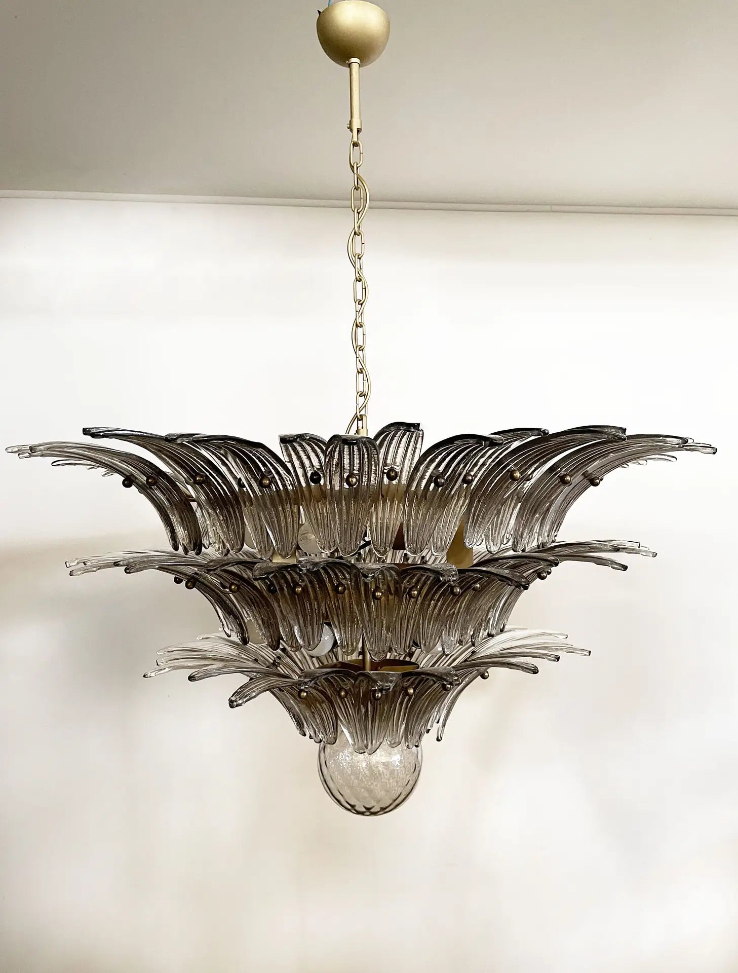 Murano Chandelier 104 Smoky Colored Palmette Glass