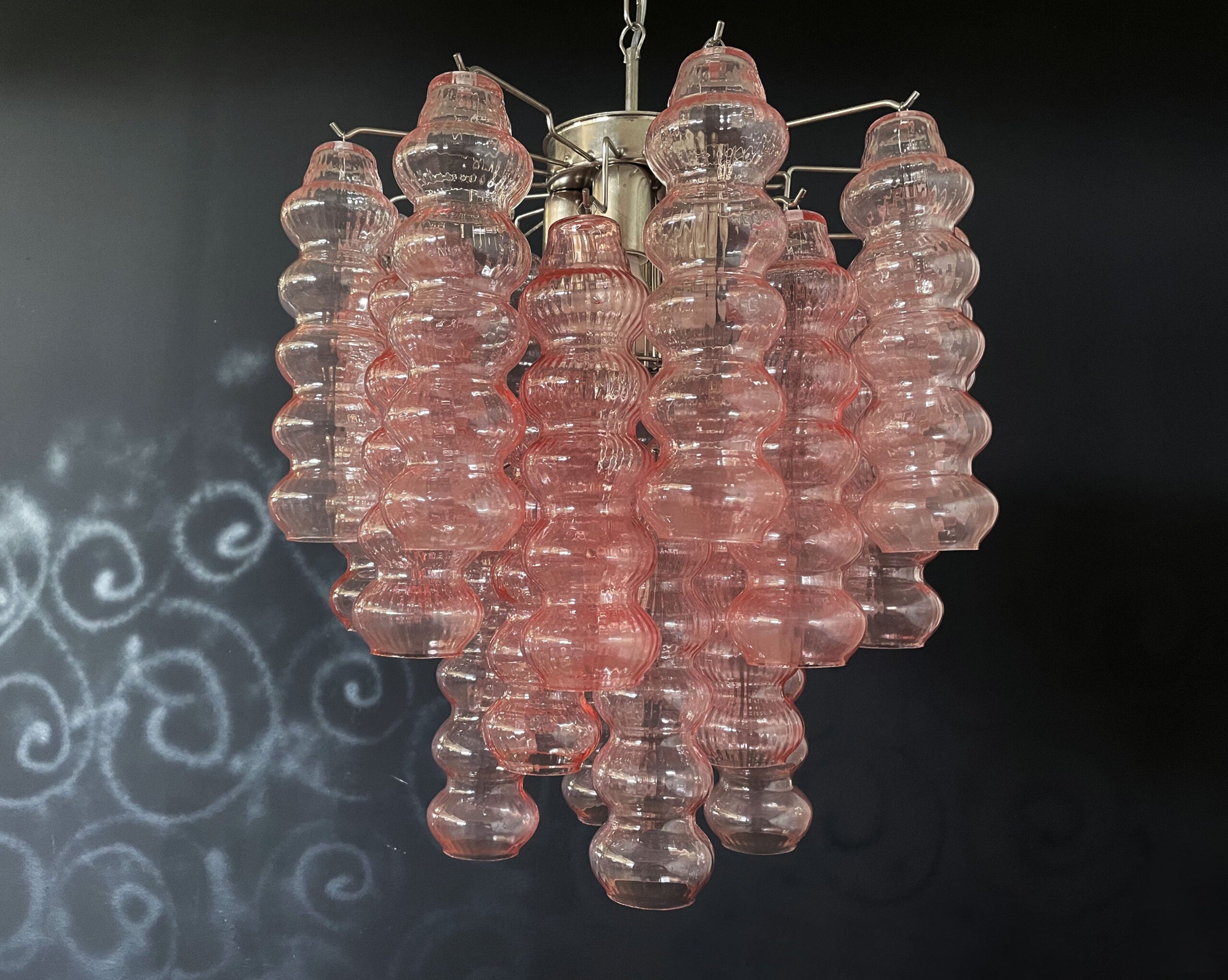 Murano Chandelier 26 Pink Glass Tubes