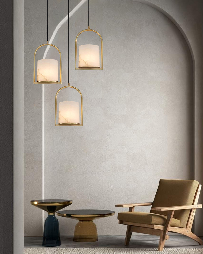 Natural Marble Cortland Cluster Alabaster Pendant Lighting 8" for staircase