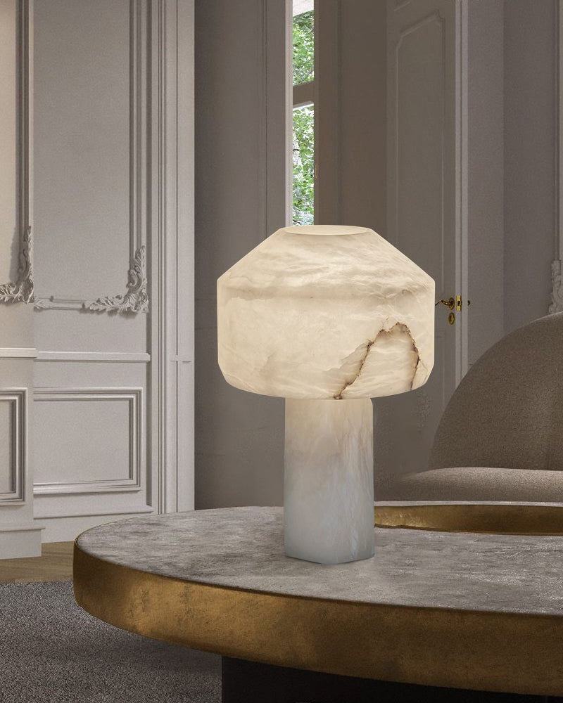 3 Ways Switch Dimmable Conial Alabaster Table Lamp 12in for bedroom