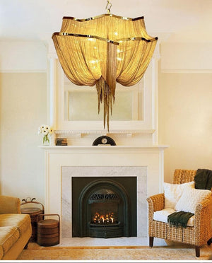 Pensy Luxury Double-Layer Aluminum Chain Tassel Chandelier - Oasislives