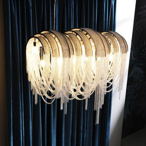 Pensy Luxury Hardware Aluminum Chain Tassel Long Branch Chandelier W35" - Oasislives