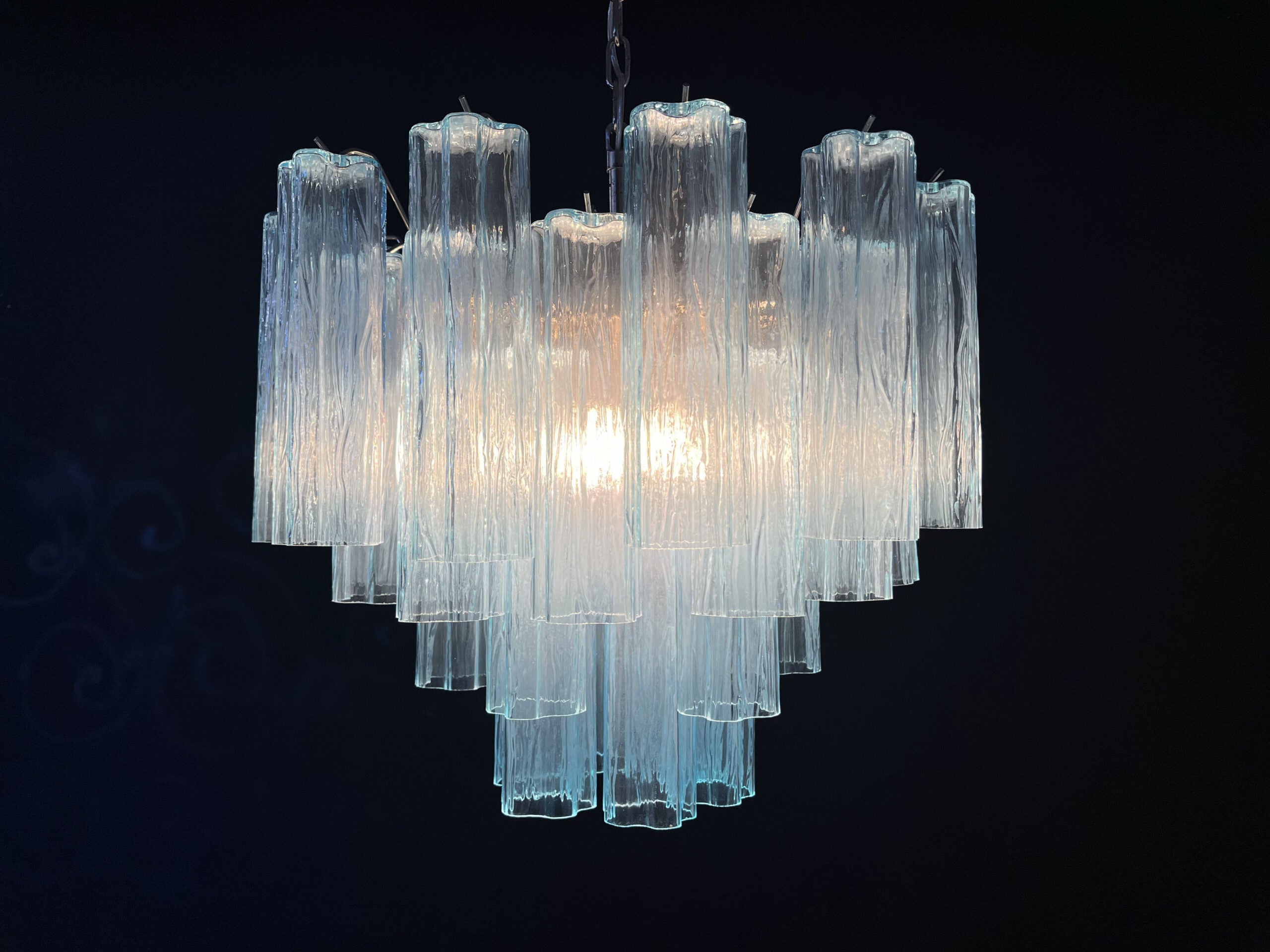 Murano Chandelier 36 Blue Glass Tubes