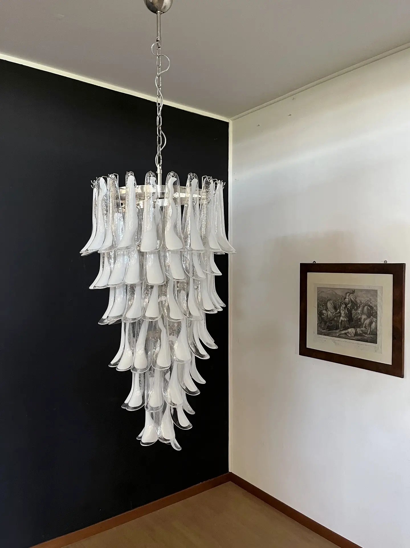 Murano Chandelier 83 White Petal Glass
