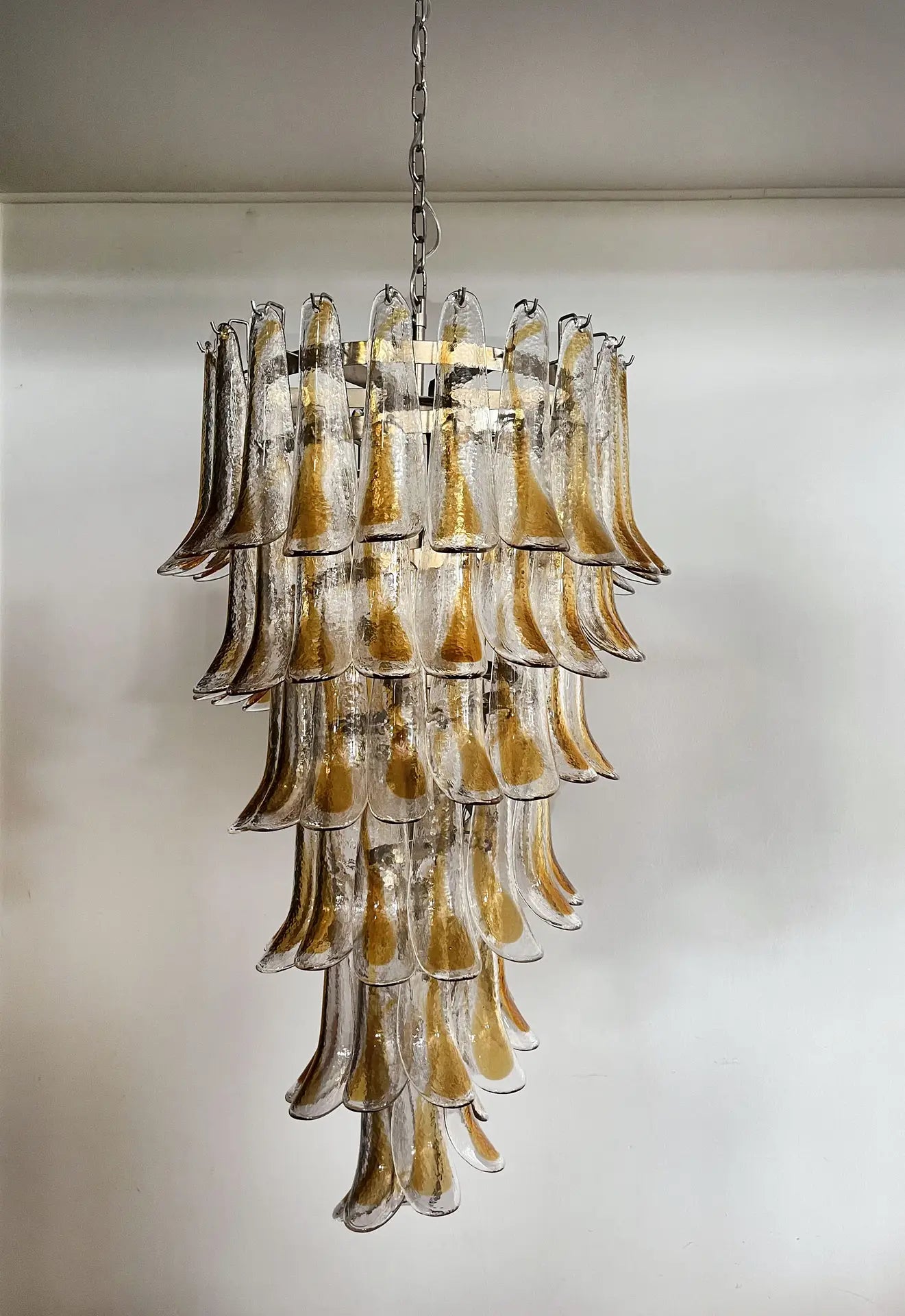 Murano Chandelier 83 Clear and Yellow Petal Glass
