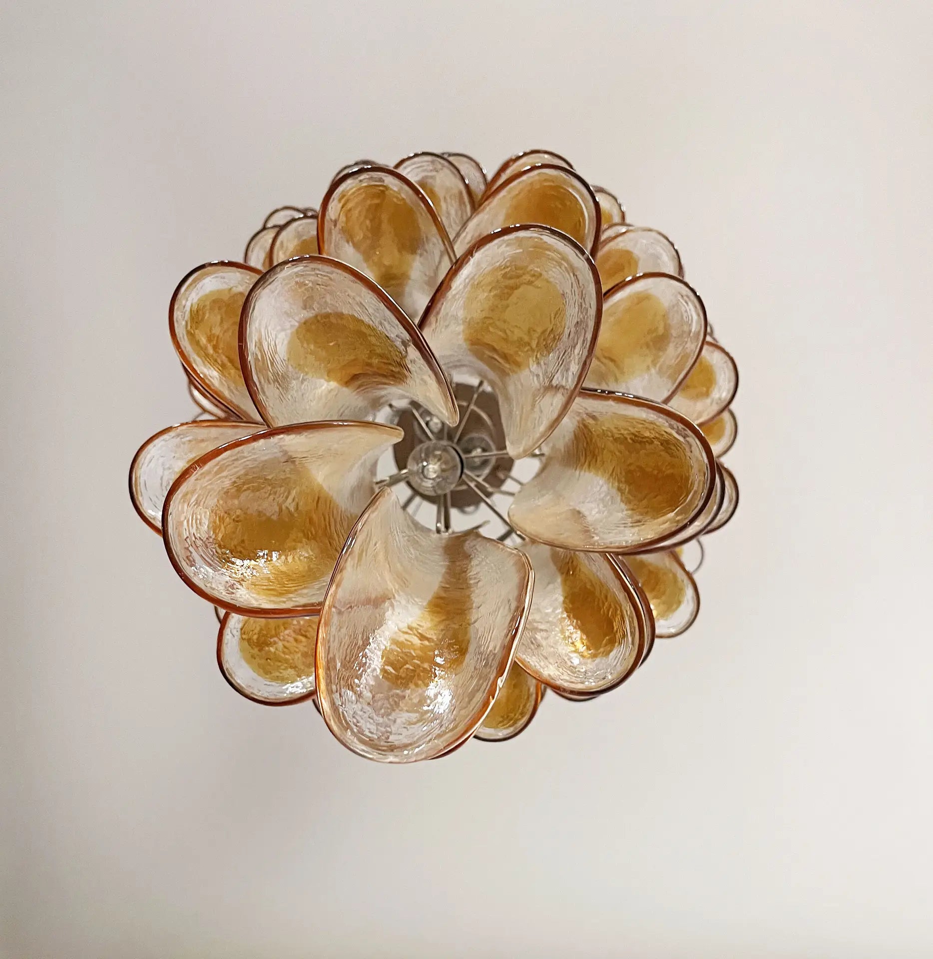 Murano Chandelier 83 Clear and Yellow Petal Glass