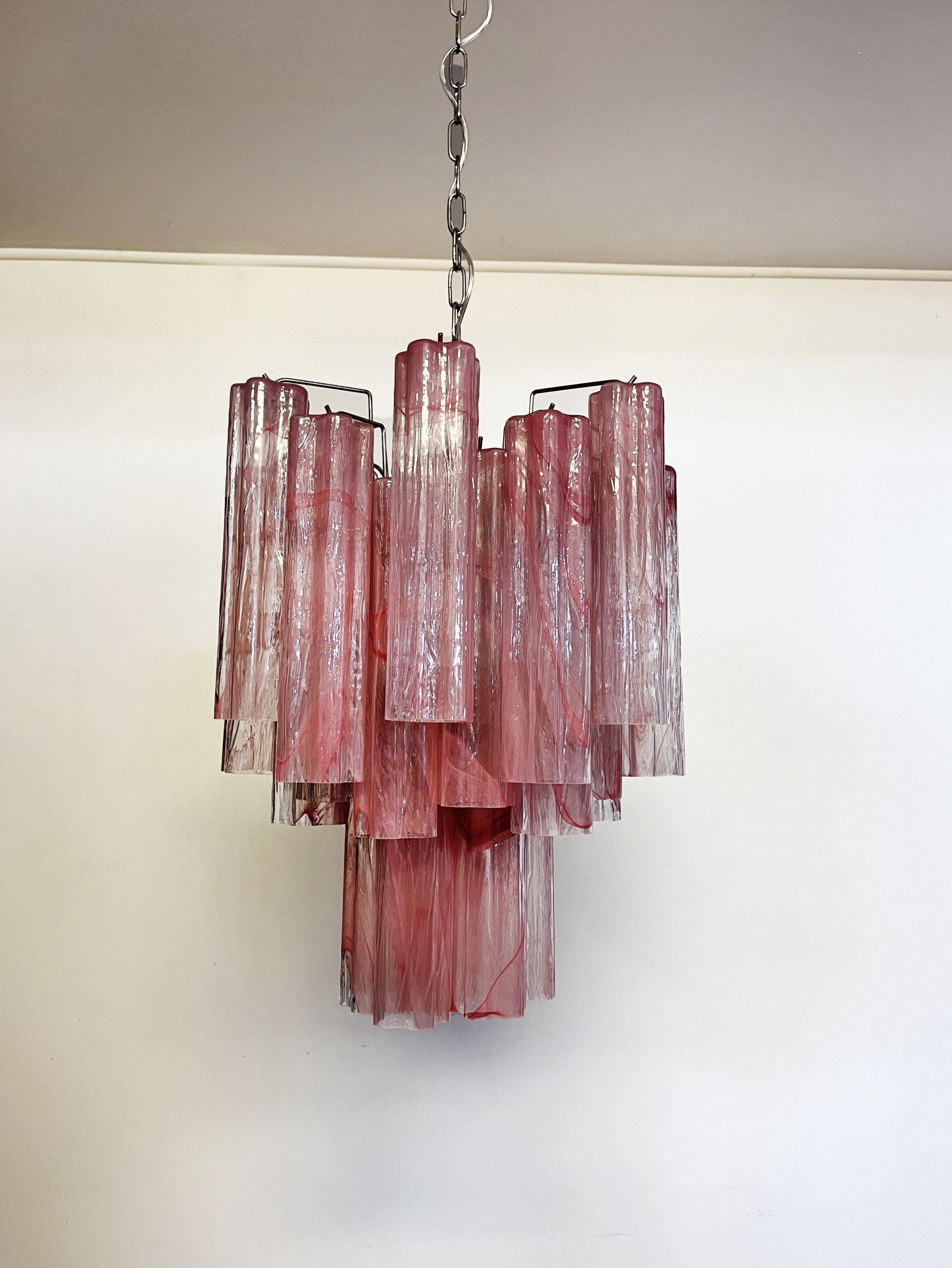 Murano Chandelier 30 Pink Alabaster Glass Tubes