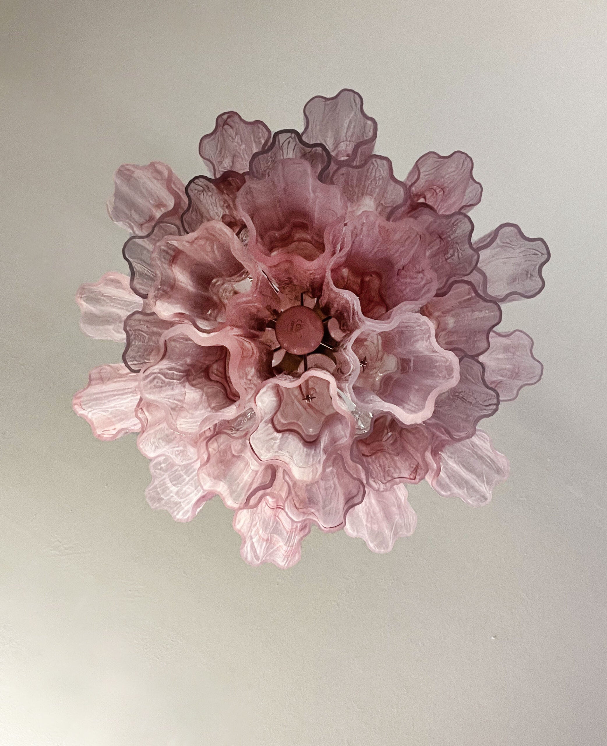 Murano Chandelier 30 Pink Alabaster Glass Tubes