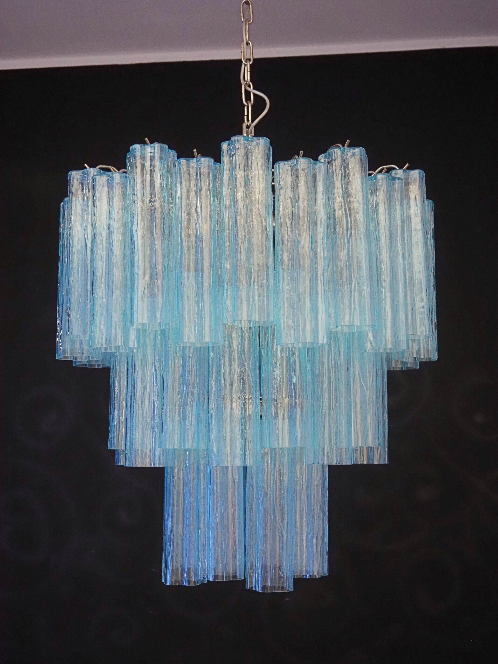 Murano Chandelier 48 Blue Glass Tubes
