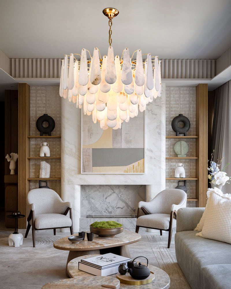 Nordic Creativity Tiered Alabaster Chandelier lighting for foyer entrances dining