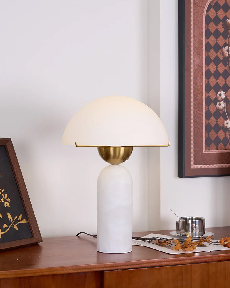 G9 Alabaster white marble table lamp,15W, Dia 12"