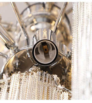 Pensy Luxury Hardware Aluminum Chain Tassel Long Branch Chandelier W35" - Oasislives