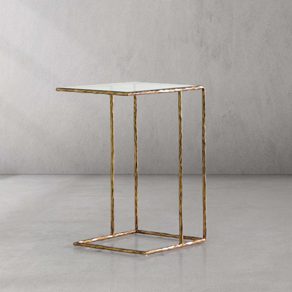 Thaddeus Tempered Marble C-Shaped Side Table