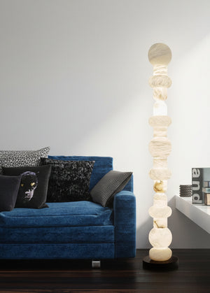 Modern White Alabaster High Standing Floor Lamp with geometric modeling design, Heigh 160cm,40W - Oasislives