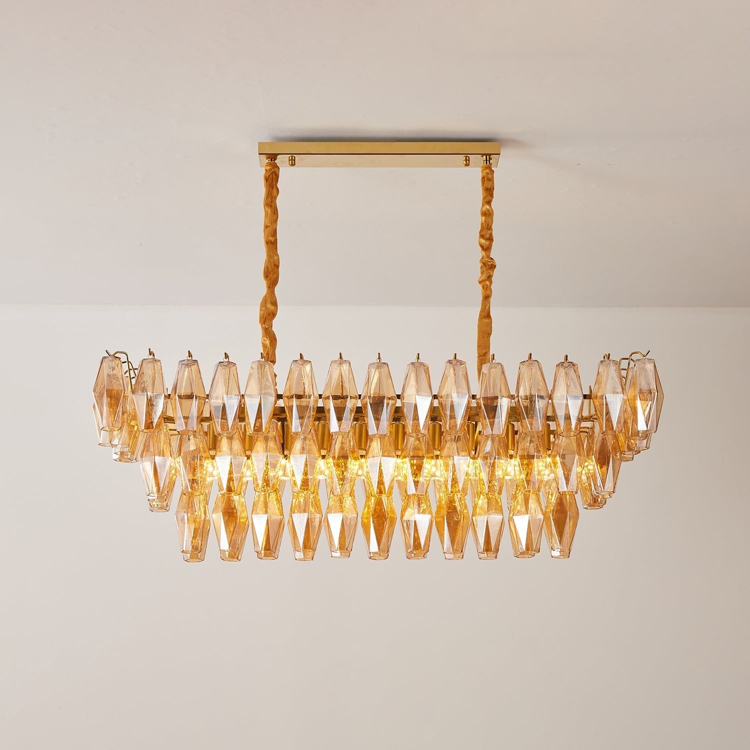 Amber Prism Glass Chandelier