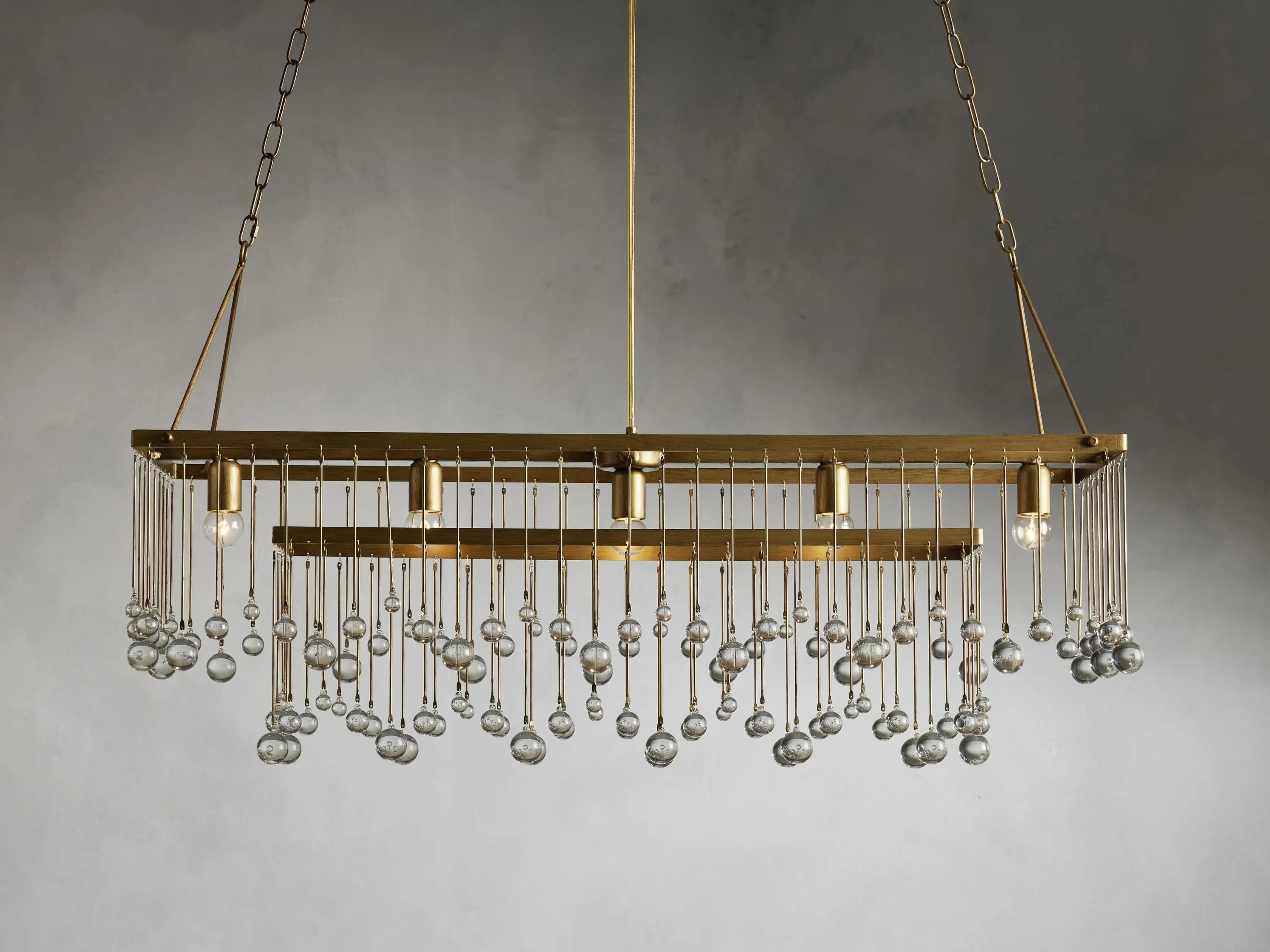 Aubrey Crystal Ball Rectangular Chandelier 47" 60" - Oasislives