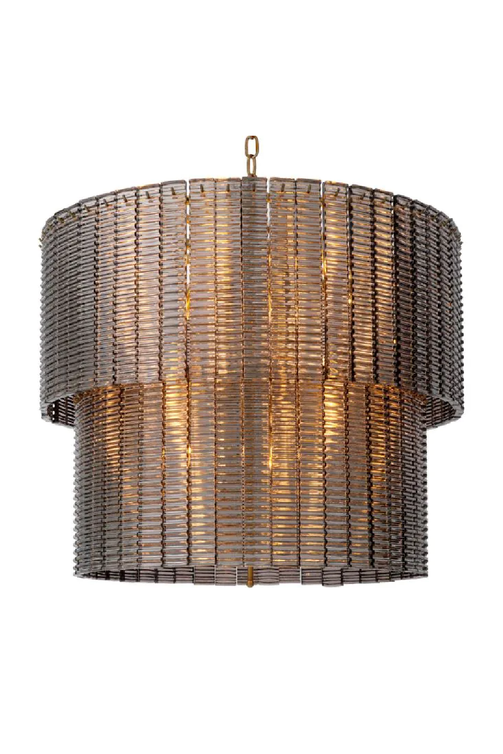 Ridged Glass 2-Tier Round Chandelier