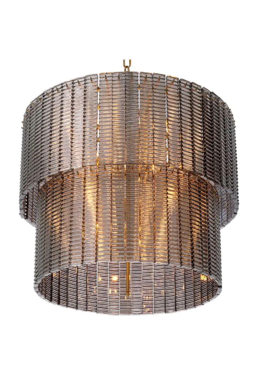 Ridged Glass 2-Tier Round Chandelier