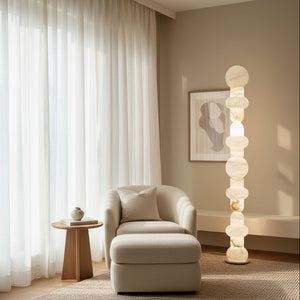Modern White Alabaster High Standing Floor Lamp with geometric modeling design, Heigh 160cm,40W - Oasislives