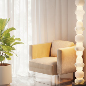 Modern White Alabaster High Standing Floor Lamp with geometric modeling design, Heigh 160cm,40W - Oasislives