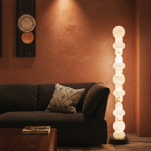 Modern White Alabaster High Standing Floor Lamp with geometric modeling design, Heigh 160cm,40W - Oasislives